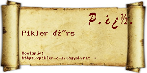 Pikler Örs névjegykártya